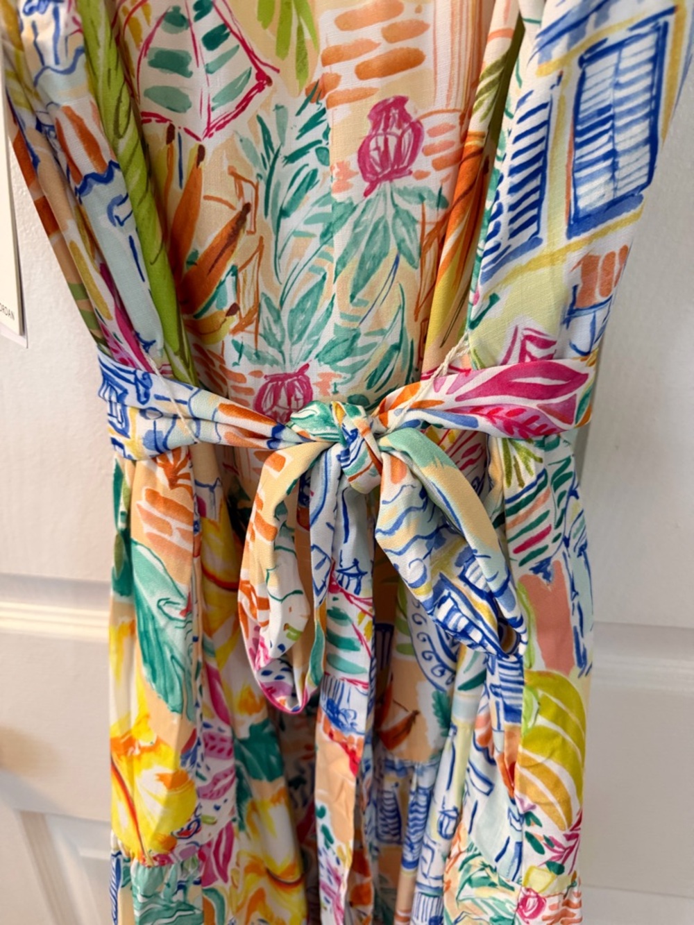 julia jordan Ivory Multicolor Tropical Linen Maxi Dress - Picture 4 of 7